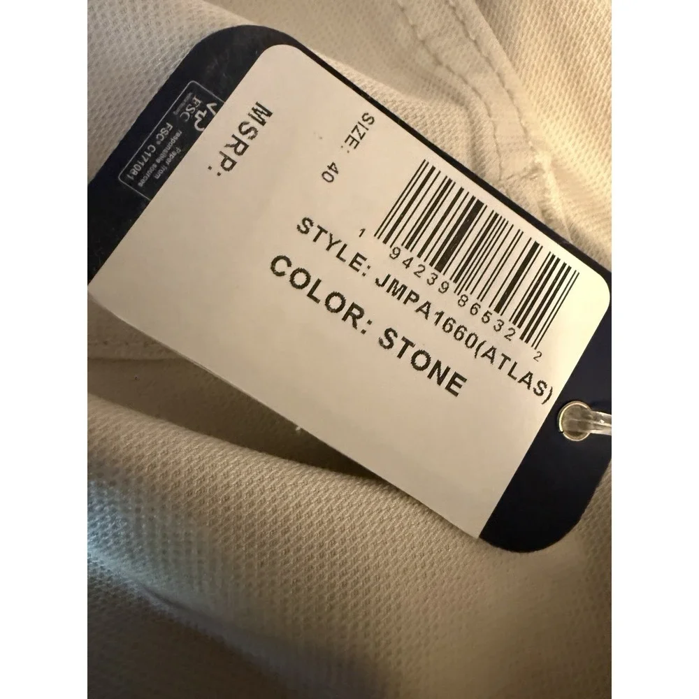 Johnnie-O Chinos Atlas Lightweight Stretch 5-Pocket Pants Golf Stone NWT 40x34